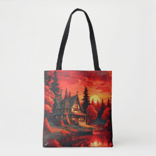 Bolsa Tote Pintura solar com algodão e lago-66633