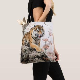 Bolsa Tote Pintura Tradicional de Tigre Asiático