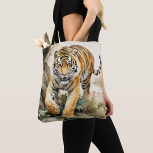 Bolsa Tote Pintura tradicional do Tiger Asiático