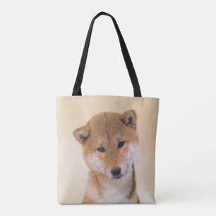 Bolsa Tote Pintura (vermelha) de Shiba Inu - arte original do