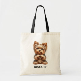 Bolsa Tote Pintura-Yorkie Criando patas cardíacas personaliza