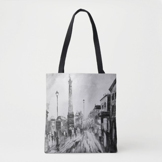 Bolsa Tote Pinturas artísticas negras e brancas. (Frente)