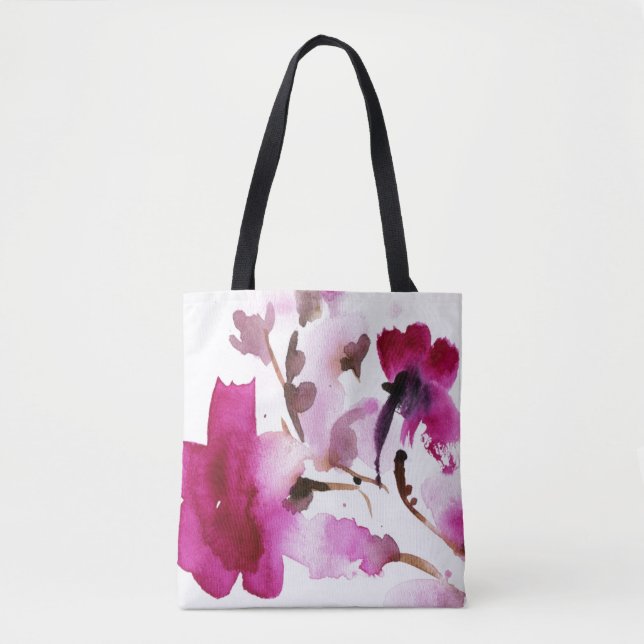 Bolsa Tote Pinturas florais abstratas 4 da aguarela (Frente)