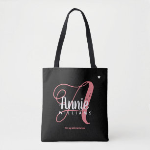 Bolsa Tote pique o monograma de A no preto