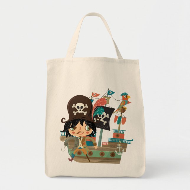 Bolsa Tote Pirata e navio de pirata (Frente)
