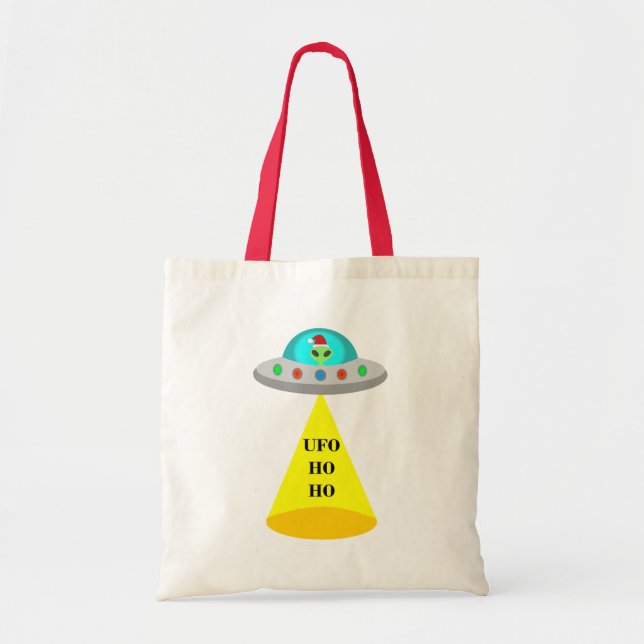 Bolsa Tote Pires voadoras de Alienígena de Ho Ho de Natal (Frente)