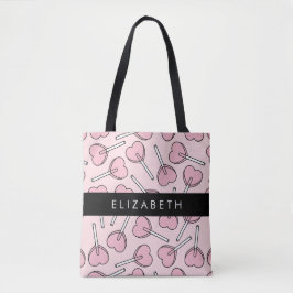 Bolsa Tote Pirulitos Cor-de-Rosa, Pirulitos em Forma de Coraç
