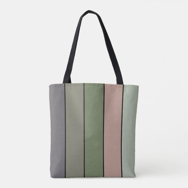 Bolsa Tote Pistachio Nut Shell Green Peach Stripes (Verso)