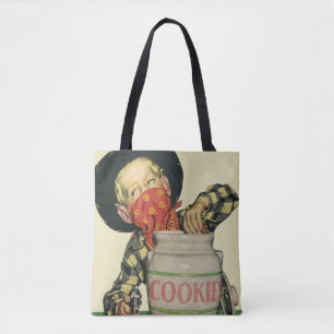 Bolsa Tote Pistola de Brinquedo de Vaqueiro Antigo Mão na Jar
