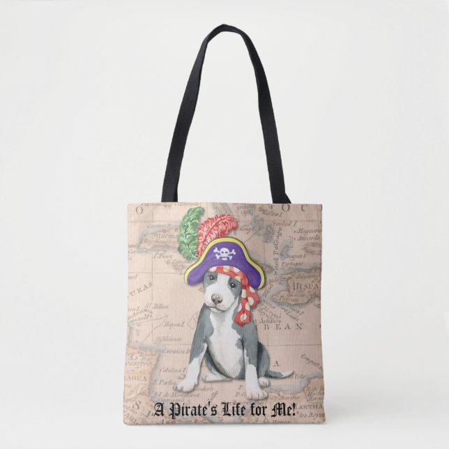 Bolsa Tote Pit Bull Terrier Pirate (Frente)