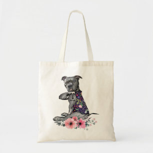 Bolsa Tote Pitbull Dog Flower PitBull Eu Amo Mamãe Pitbull Ta