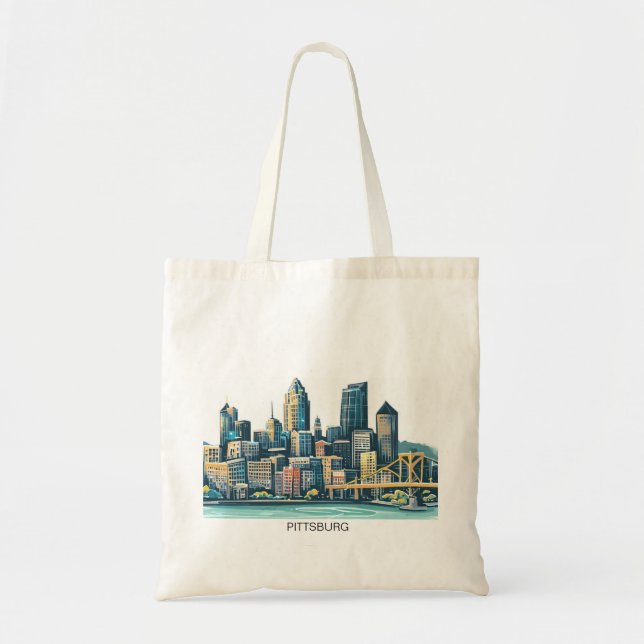 Bolsa Tote Pittsburgh Cityscape (Frente)