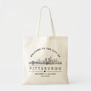 Bolsa Tote Pittsburgh Skyline Tote Bag - Favor de Casamento P