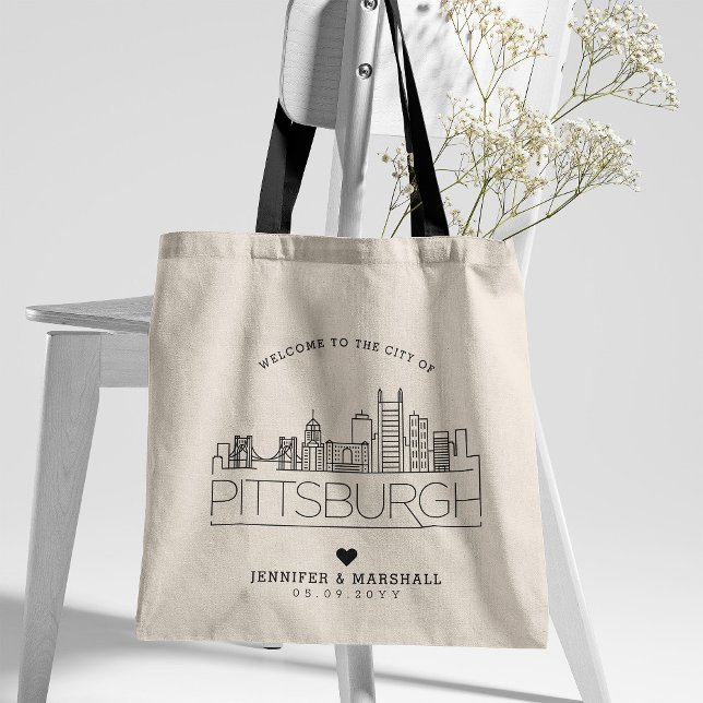 Bolsa Tote Pittsburgh Wedding | Linha Skyline Estilizada (Criador carregado)