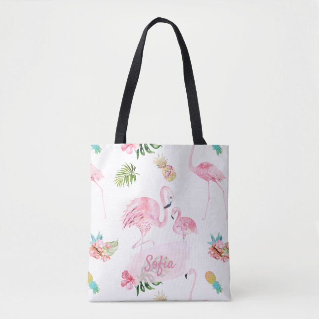 BOLSA TOTE PIXDEZINAS PINK FLAMINGOS PARA BEBÊ (Frente)