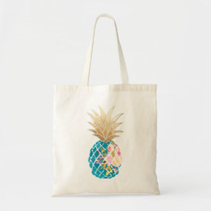 Bolsa Tote PixDezines Aloha Abacaxi+Faux Ouro
