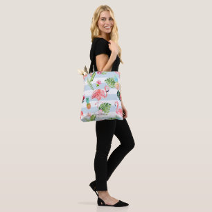 Bolsa Tote PixDezines Flamingo Cor Rosa+Floral