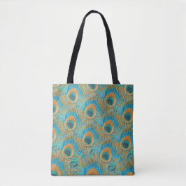 Bolsa Tote PixDezines Handdrawn H2 Peacock/Cobalt/Aqua Blue