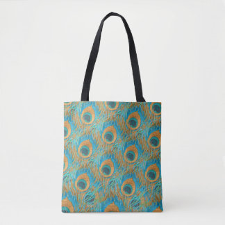 Bolsa Tote PixDezines Handdrawn H2 Peacock/Cobalt/Aqua Blue
