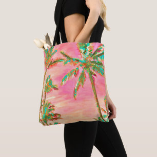 Bolsa Tote PixDezines Havaiano Antigo Praia/Rosa/Verde Água