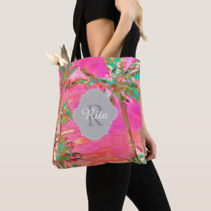 Bolsa Tote PixDezines Havaiano Vintage Praia/Rosa