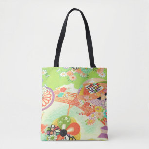 Bolsa Tote PixDezines Impressão de Kimono Vintage/Peônias/Sak