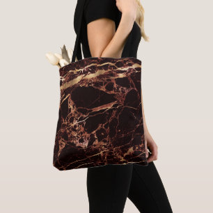 Bolsa Tote PixDezines MÁRMORE VERMELHO MASALA + VEIAS DE OURO