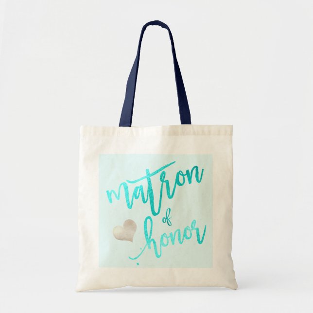 Bolsa Tote PixDezines Matriz de Honra/Foil Script/Aqua Faux (Frente)