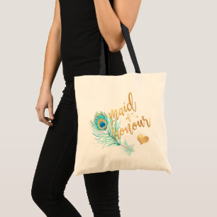 Bolsa Tote PixDezines Pavão Dama de Honra/Rotulo Dourado Fals