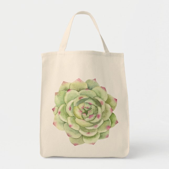 Bolsa Tote PixDezines Rosa do Deserto, Vegetação Suculenta (Frente)