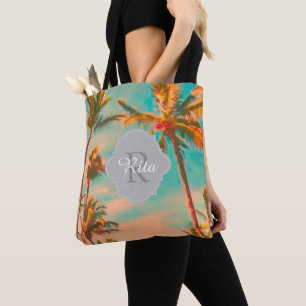 Bolsa Tote PixDezines Vintage Havaiian Beach/Teal