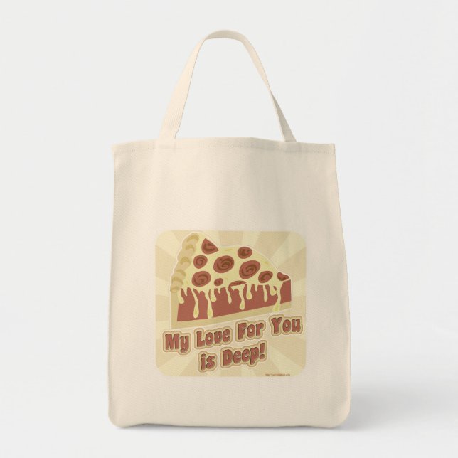 Bolsa Tote Pizza Adora Deep Dish Engraçado Slogan de Comida R (Frente)