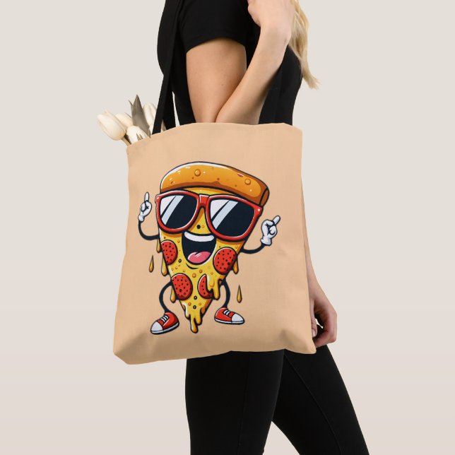 Bolsa Tote Pizza de Cartoon com Víblias de Queijo (Close Up)