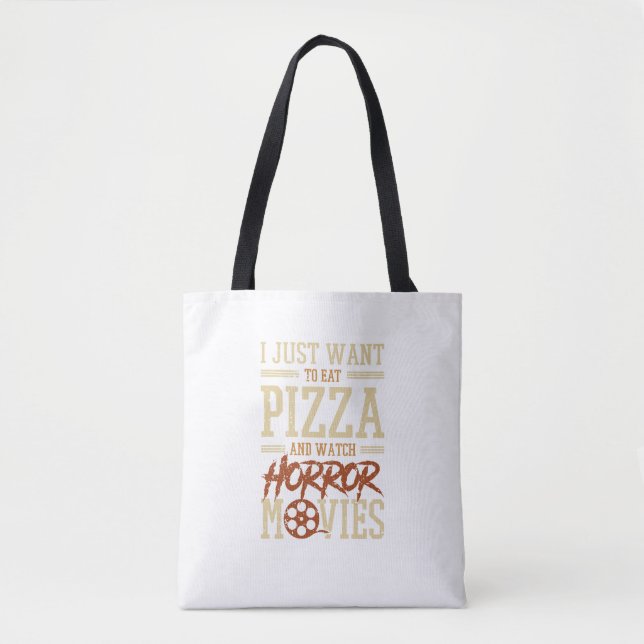 Bolsa Tote Pizza E Filme De Horror Festa De Halloween Foufi D (Frente)