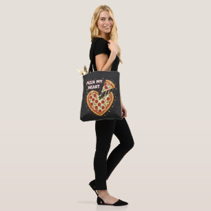 Bolsa Tote Pizza Engraçada Meu Coração Pun Comida Romântica