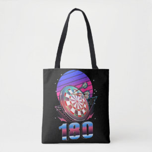 Bolsa Tote Placa de Arte Vaporwave Jogando 180 Darts