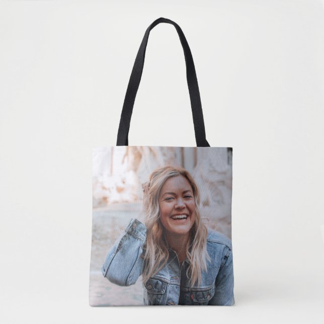 Bolsa Tote Placa de Foto Personalizada (Frente)