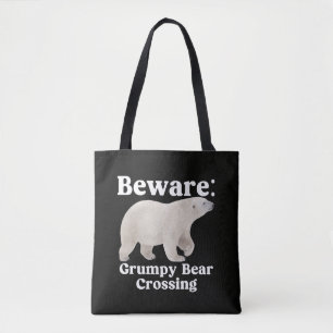 Bolsa Tote Placa de trânsito engraçada do urso rabugento