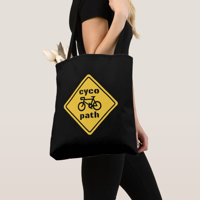 Bolsa Tote Placa de trânsito engraçada para amantes de bicicl (Close Up)