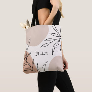 Bolsa Tote Placas de tonalidade botânica com nome