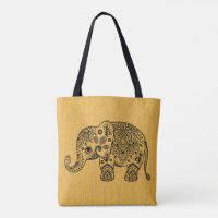 Plack Paisley Elephant Em Textura Dourada