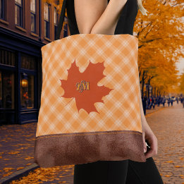 Bolsa Tote Plaid de Outono na Moda com Folha de Bordo Persona
