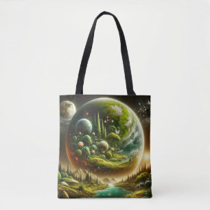 Bolsa Tote Planeta de Fantasia Magia com Natureza Celestial