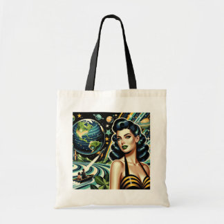 Bolsa Tote Planeta Retro Pin-Up