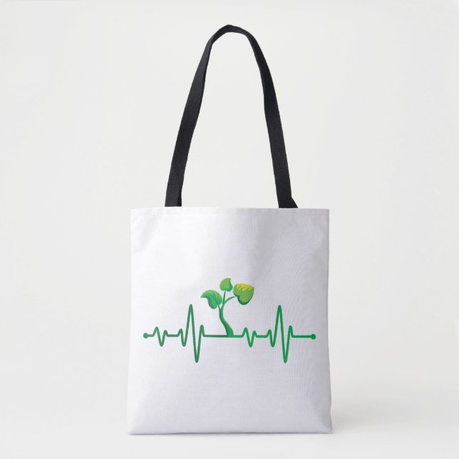 Bolsa Tote Planta de batimento cardíaco - Jardinagem Botânica (Frente)