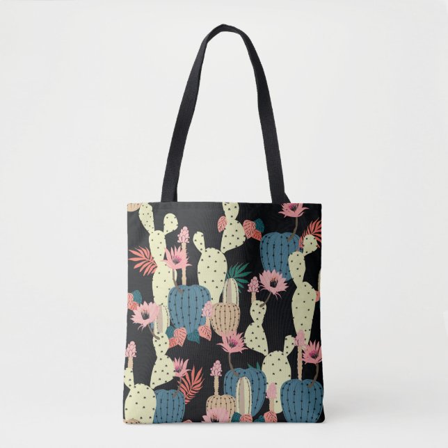 Bolsa Tote Planta De Cactus: Padrão Botânico Vintage (Frente)