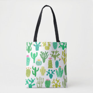 Bolsa Tote Planta de cactus: vintage floral set.