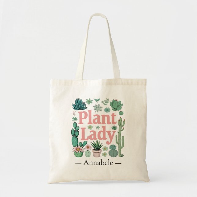 Bolsa Tote Planta Lady Cute Personalizada (Frente)