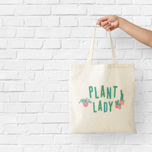 Bolsa Tote Planta Lady Pink e Green Ilustrada