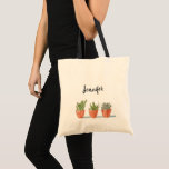 Bolsa Tote Plantas de cacto floral moderno personalizadas<br><div class="desc">Plantas florais modernas de cacto tote saco. Você pode personalizá-lo e adicionar seu próprio nome.</div>